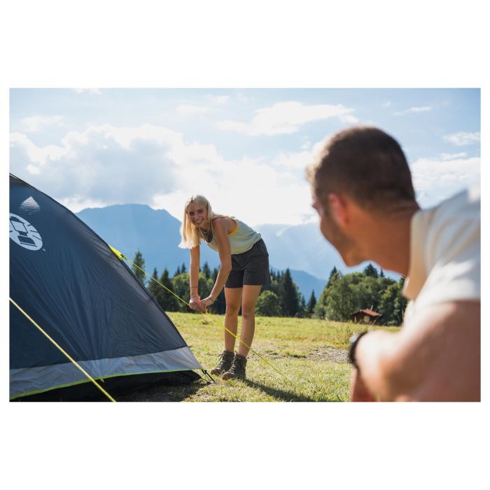 Coleman Darwin 2 Aktiv Zelt - Tienda de Campaña de Cúpula para 2 Personas, 3.2 m², para Excursión con Mochila, 2.8 kg, Color Verde/Gris