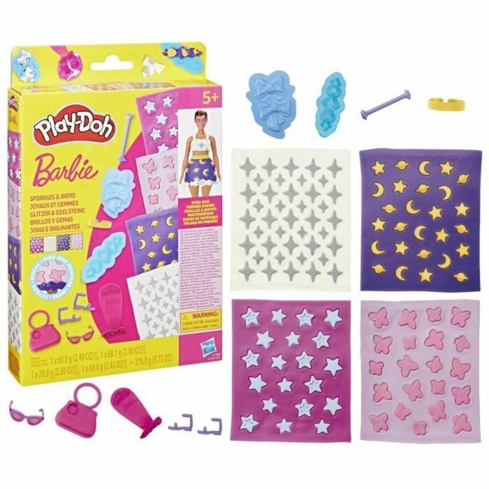 Play-Doh HASG13645X0 Barbie Joyas y Gemas Set de Masa de Modelado 6