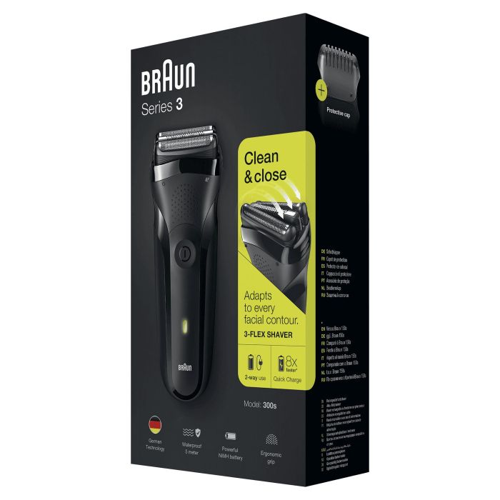 Braun Serie 3 300s Máquina de afeitar de láminas Negro 2 SensoFoil LED Batería recargable 2