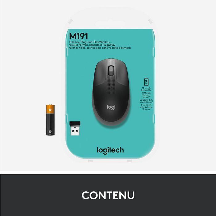 Logitech M190 Ratón Inalámbrico Full-size RF con Diseño Contorneado Ergonómico para Manos Grandes, Gris, Batería 18 Meses 16