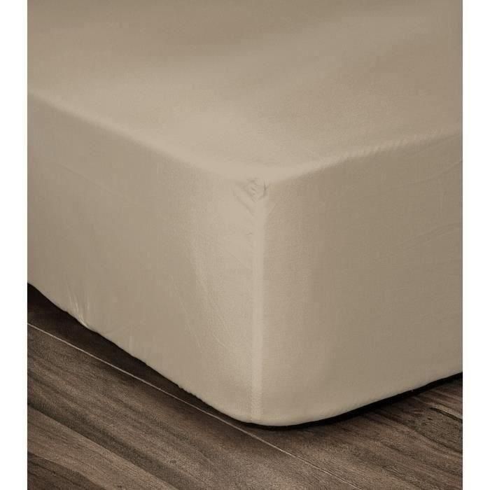 LOVELY HOME Sábana ajustable 100% Algodón 160x200cm - Gorro 35cm - Beige 1 LOVELY HOME Sábana ajustable 100% Algodón 160x200cm - Gorro 35cm - Beige 1