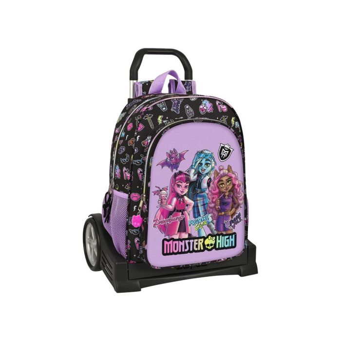 Mochila Escolar con Ruedas Monster High Creep Negro 33 x 42 x 14 cm