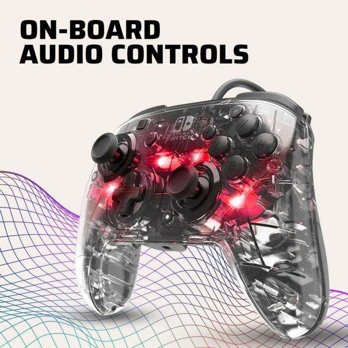 PDP Controlador Prismatic Afterglow con Cable para Nintendo Switch, Iluminación LED, Audio y Chat 3.5mm, Controles Integrados 10