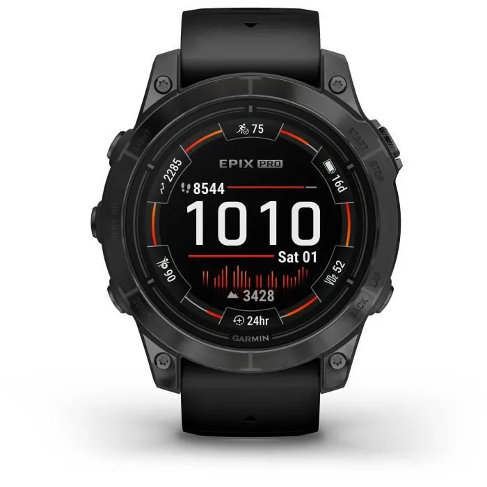 Garmin Epix Pro (Gen 2) Reloj Conectado Alto Rendimiento 47 mm Acero Gris Pulsera Negra 1