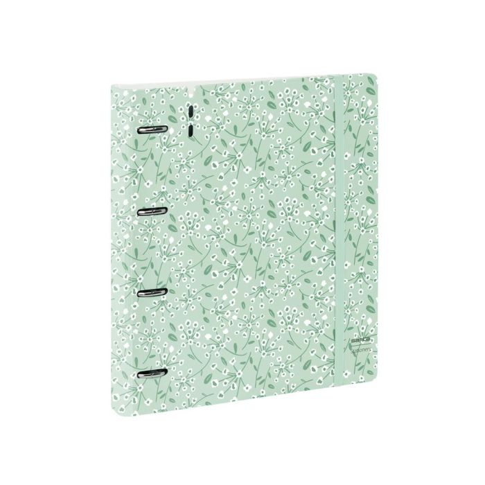 Carpeta Con Recambio Safta Din A4 Cuadro 5 mm Polipropileno Foam 4 Anillas 35 mm Estampados Floral Verde 2