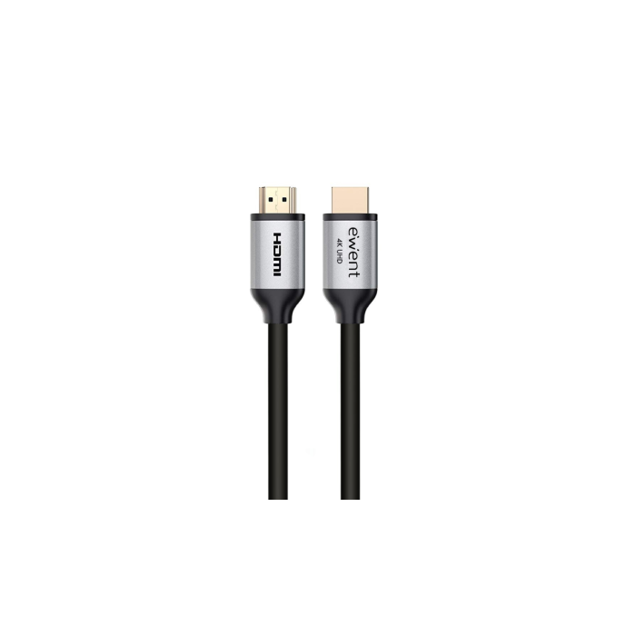 Ewent EC1346 Cable HDMI 2.0 Alta Velocidad 1.8m 4K 60Hz UHD 3D HDR ARC Ethernet Contactos Chapados en Oro Negro