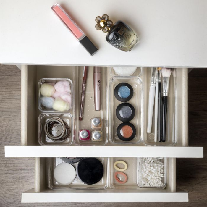 Emuca Kit de 10 Cubos organizadores Cube para cajón, Plástico, Transparente 1