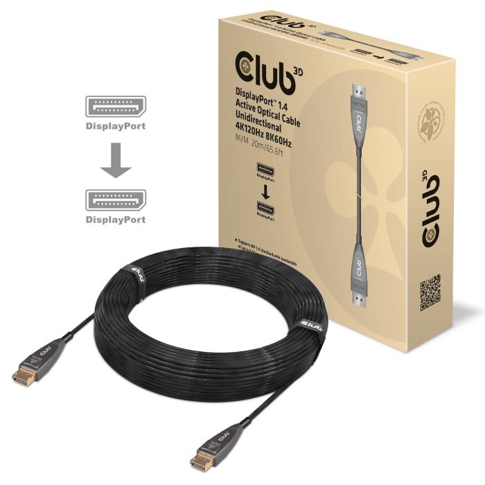 Club3D CAC-1079 - Cable DisplayPort 1.4 Activo Óptico 20m, Macho/Macho, Soporta 8K (7680x4320) a 120Hz para PC 1 Club3D CAC-1079 - Cable DisplayPort 1.4 Activo Óptico 20m, Macho/Macho, Soporta 8K (7680x4320) a 120Hz para PC 1