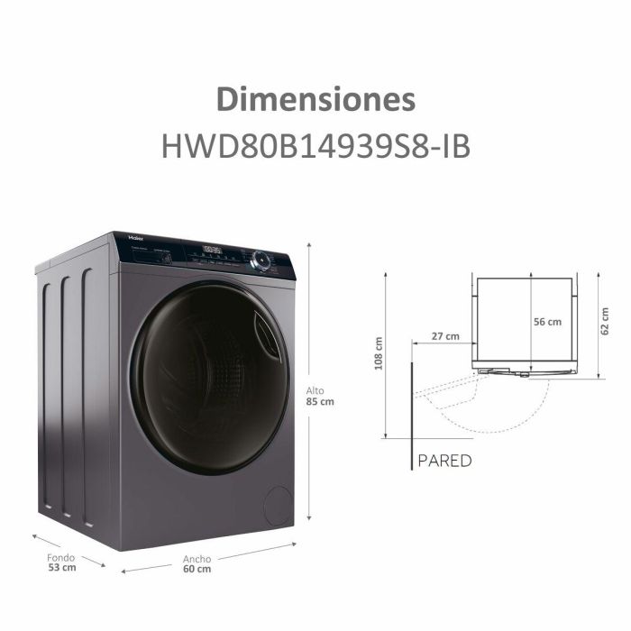 Bolsa de Lavado Haier HWD80B14939S8 Antracita 7