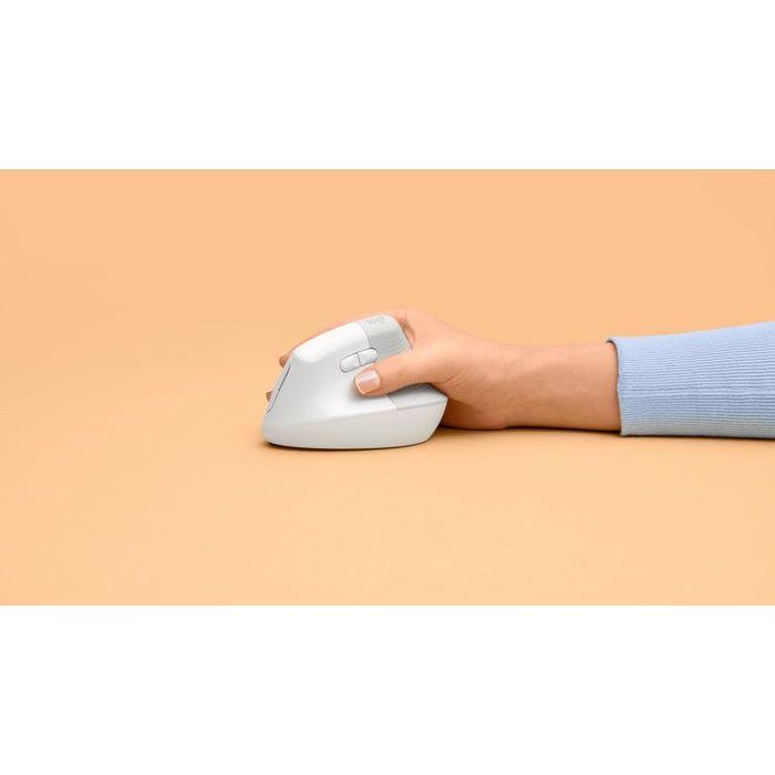 LOGITECH Raton Inalambrico 6 botones Ergonomico, Vertical, Videojuegos color Blanco crudo 7