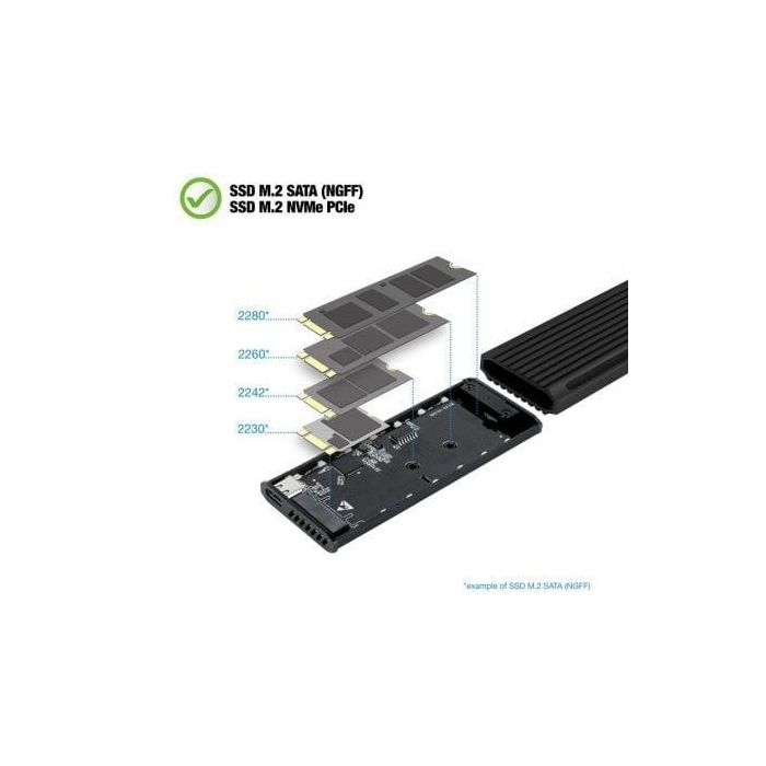 TooQ TQE-2222B Caja Externa SSD M.2 NVMe/NGFF USB 3.1 Gen2 USB-C Sin Tornillos RGB Negro Aluminio 2 TooQ TQE-2222B Caja Externa SSD M.2 NVMe/NGFF USB 3.1 Gen2 USB-C Sin Tornillos RGB Negro Aluminio 2