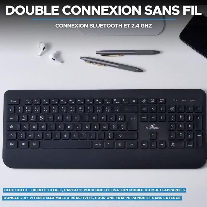 Teclado inalámbrico - Teclas ergonómicas empotradas - BLUESTORK - Office R2 - AZERTY 1