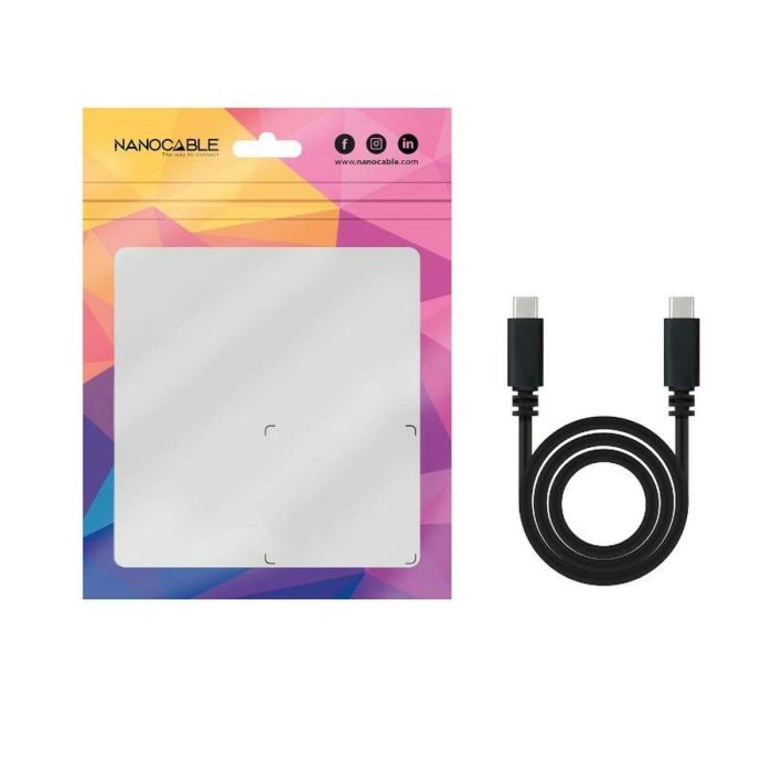 Nanocable 10.01.2301-L150 Cable USB 2.0 Tipo-C Macho-Macho, 1.5m Negro, Carga 3A, 480Mbps, Compatible Thunderbolt 3 1