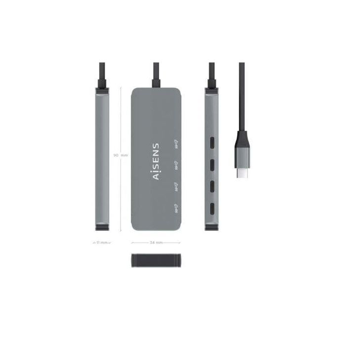 AISENS - HUB USB 3.2 GEN2 10G USB-C, USB-C/M-4xUSB-C/H, GRIS, 15CM 3 AISENS - HUB USB 3.2 GEN2 10G USB-C, USB-C/M-4xUSB-C/H, GRIS, 15CM 3