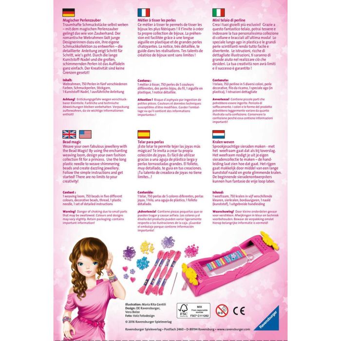 Ravensburger Telar para Crear Pulseras con Perlas Brillantes, Diseños de Flores y Corazones - Juguete Niñas 5+ Años Fácil Uso 1 Ravensburger Telar para Crear Pulseras con Perlas Brillantes, Diseños de Flores y Corazones - Juguete Niñas 5+ Años Fácil Uso 1