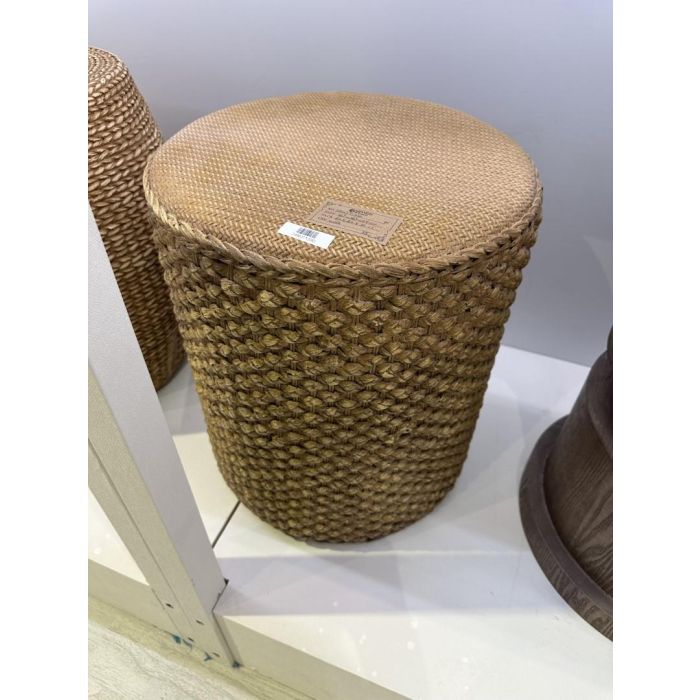 DKD Home Decor Mesita Auxiliar Decorativa Balinesa de Magnesia, Color Marrón Claro, Medidas: 36.5 cm Ancho x 36.5 cm Largo x 44 cm Alto 1
