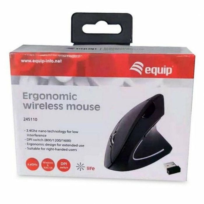 Ratón Ergonómico Óptico Equip 245110 Negro 1