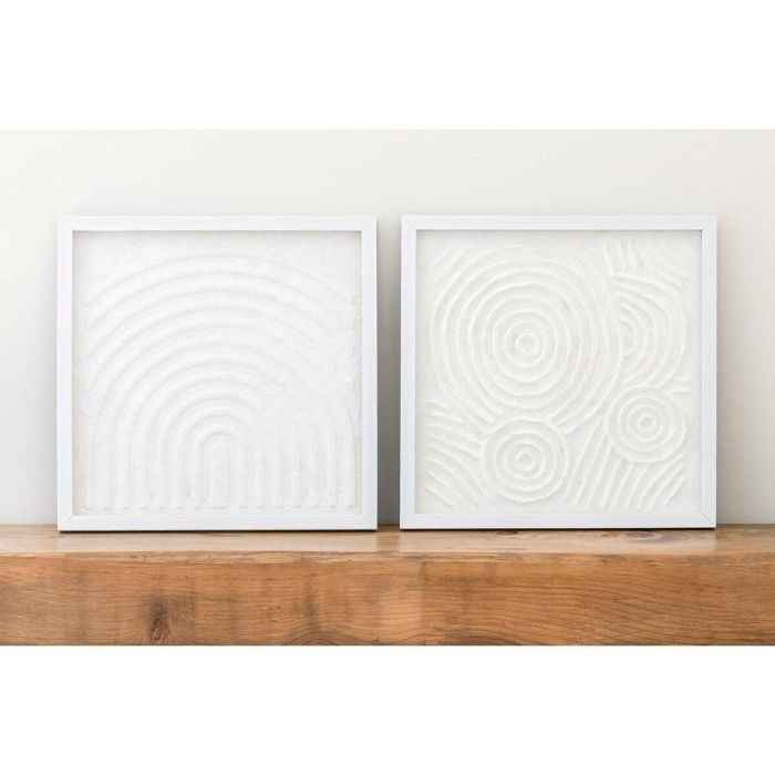 Cuadro Scandi DKD Home Decor Blanco Natural 2 x 35 x 35 cm Set de 2 4