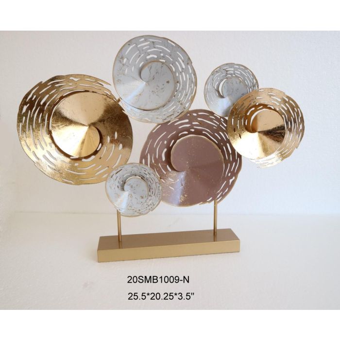 DKD Home Decor Decoración Abstracta Moderna Metal Azul Dorado Marrón 9 x 51 x 65.4 cm (2 Unidades) 1