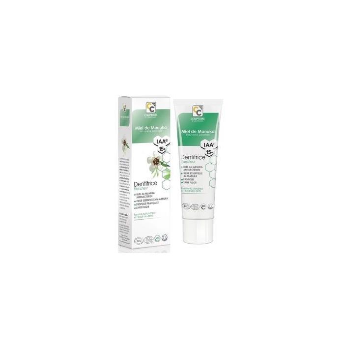 COMPTOIRS & COMPAGNIES IAA15+ Dentífrico Blanqueante con Miel de Manuka IAA®15+, Própolis y Bicarbonato, Certificado ECOCERT 75ml