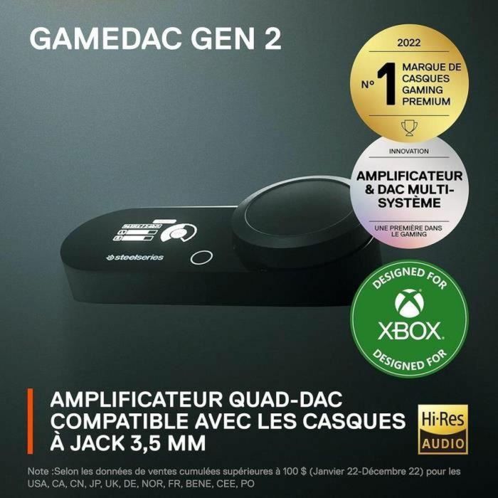 DAC certificado de alta resolución para PC, Xbox y PlayStation - STEELSERIES - GAME DAC GEN 2 Xbox - Negro 1