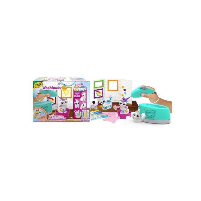 Crayola Washimals Pets Spray Boutique con 4 Mascotas para Colorear y Lavar. Juego Creativo Niños +3 Años. Requiere 4 Pilas C.