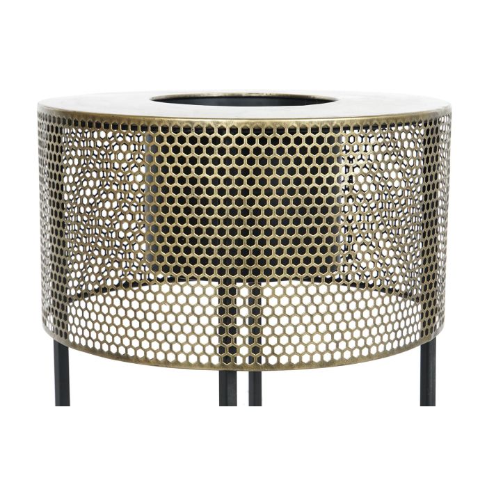 DKD Home Decor Macetero Loft Negro Dorado Metal 33 x 67 x 33 cm Set de 2 2