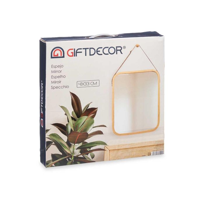 Espejo Bambu Rectangular 41X33Cm Correa Cuero Giftdecor (6 Unidades) 2 Espejo Bambu Rectangular 41X33Cm Correa Cuero Giftdecor (6 Unidades) 2