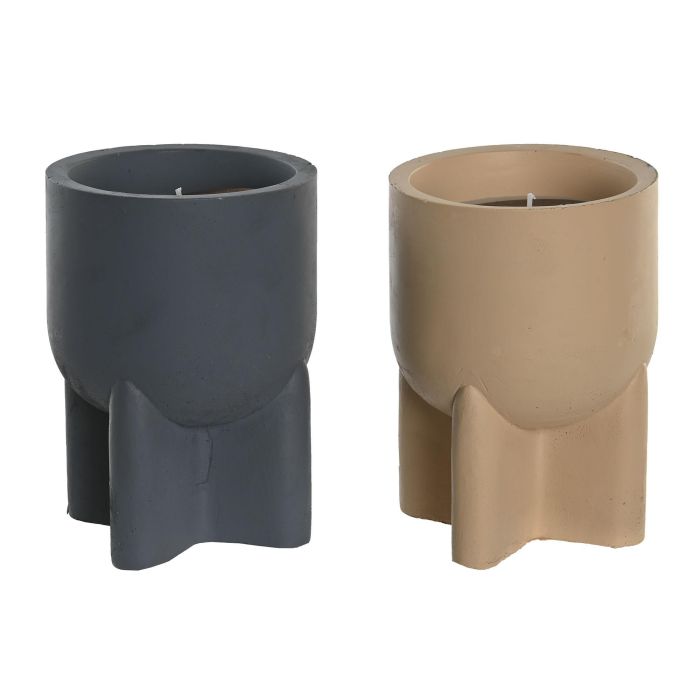 DKD Home Decor Vela Urban de Cemento y Cera, perfumada, colores Beige y Azul, 11 x 15 x 11 cm (Pack de 8 Unidades)