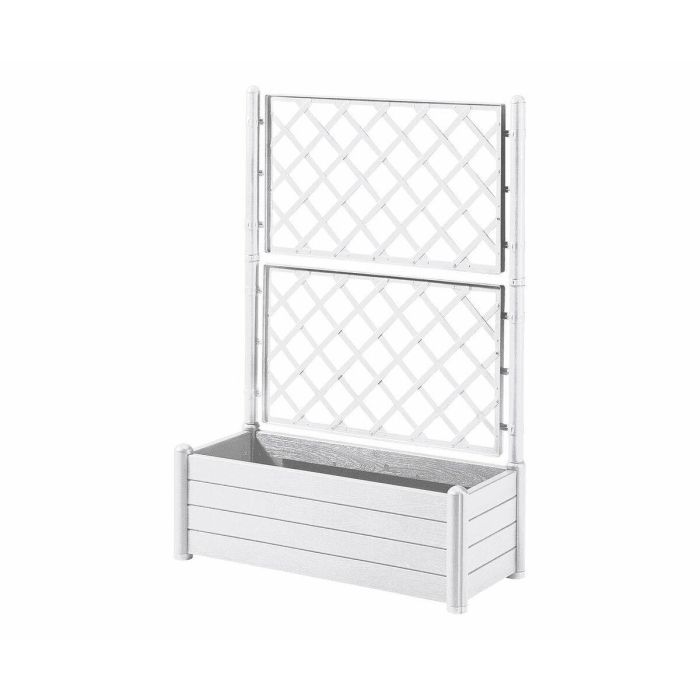 Stefanplast Macetero Rectangular con Enrejado para Flores, Diseño Efecto Madera, Medidas 100x43xH142 cm, Gran Capacidad 80 Litros, Color Blanco 0 Stefanplast Macetero Rectangular con Enrejado para Flores, Diseño Efecto Madera, Medidas 100x43xH142 cm, Gran Capacidad 80 Litros, Color Blanco 0
