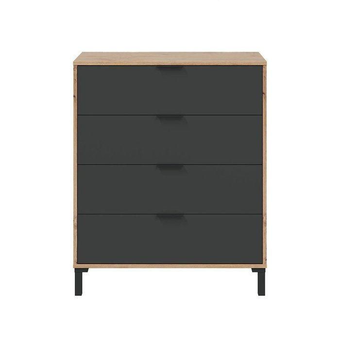 Calicosy CAL8423490267630 Cómoda 4 Cajones Roble Nudoso y Gris Antracita, 77,5 cm Ancho, Madera Clara 0 Calicosy CAL8423490267630 Cómoda 4 Cajones Roble Nudoso y Gris Antracita, 77,5 cm Ancho, Madera Clara 0