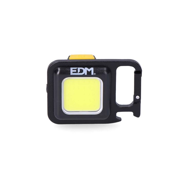 Edm Linterna Llavero Multifuncional COB 6W, Aluminio, IP44, 4 Modos Luz, 500lm Turbo, 45x21.5x62mm 1