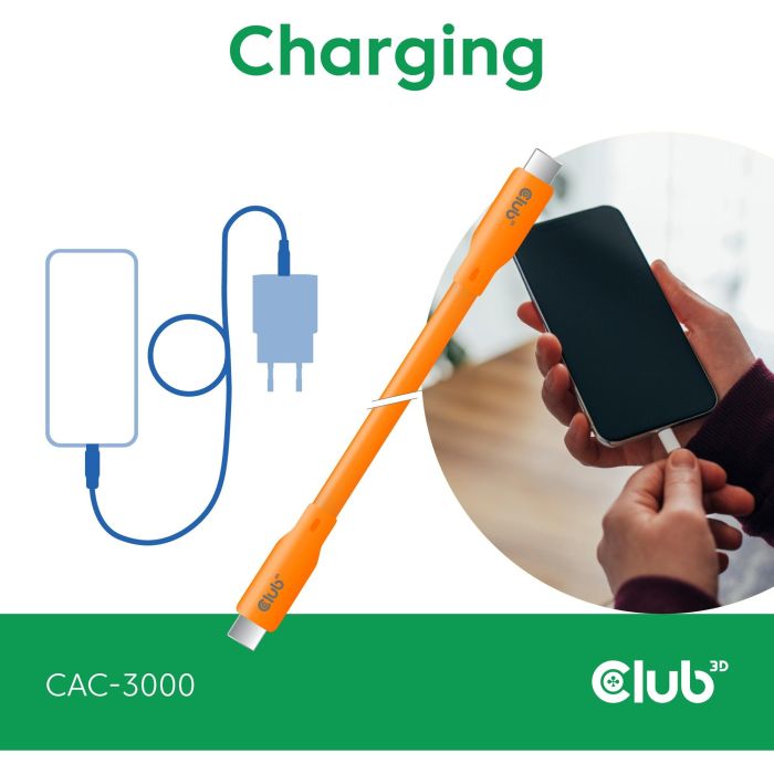 Club3D 240W.20Gbps Cable USB-C Lifestyle PD 240W 20Gbps 2m Naranja St/St 3 Club3D 240W.20Gbps Cable USB-C Lifestyle PD 240W 20Gbps 2m Naranja St/St 3