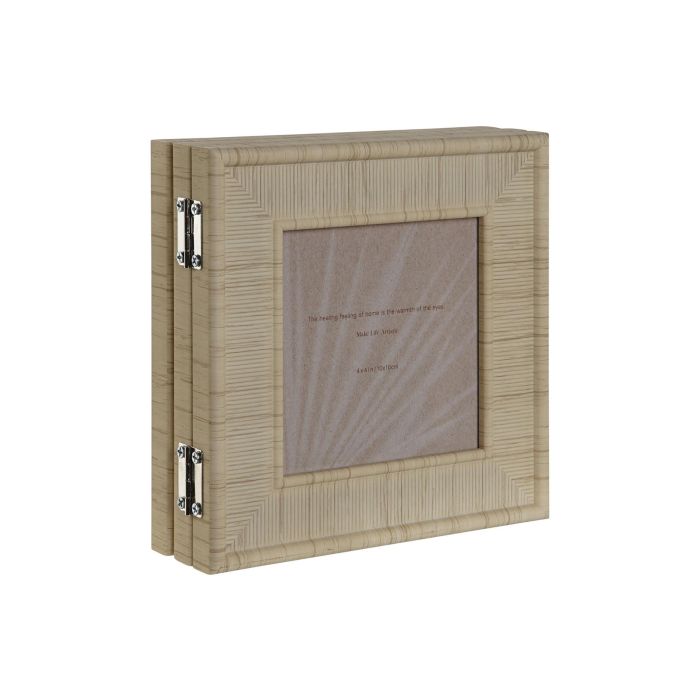 Marco Foto 10X10 Scandi DKD Home Decor Natural Beige 2 x 16 x 47 cm Set de 3 (4 Unidades) 3