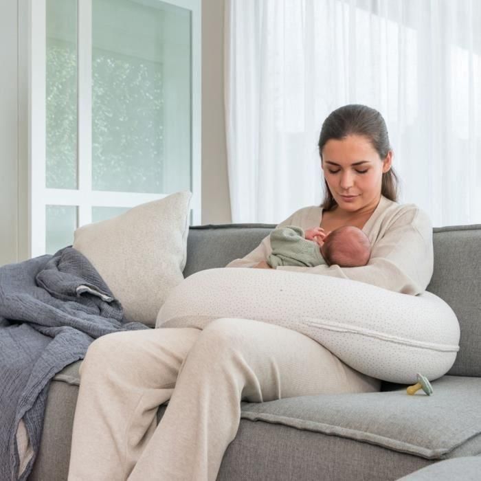 doomoo Buddy Almohada de Maternidad y Lactancia - Comodidad óptima para mamá y bebé, Lunares Plateados 3