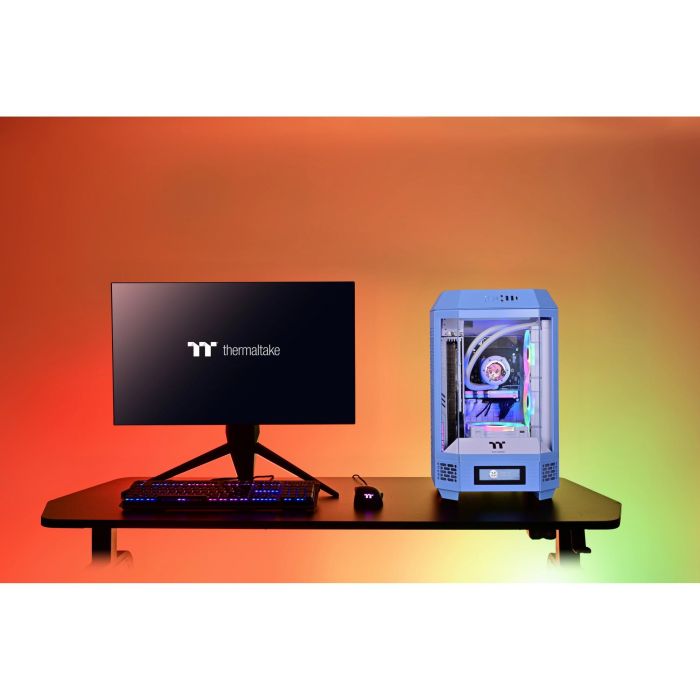 Thermaltake The Tower 250 Hydrangea Blue Caja de PC Mini Tower con Pantalla LCD 3.9" y Soporte Discos Duros 2.5/3.5" 4