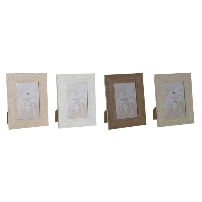 Marco Foto 10X15 Scandi DKD Home Decor Beige Blanco 2 x 21 x 16 cm (4 Unidades)