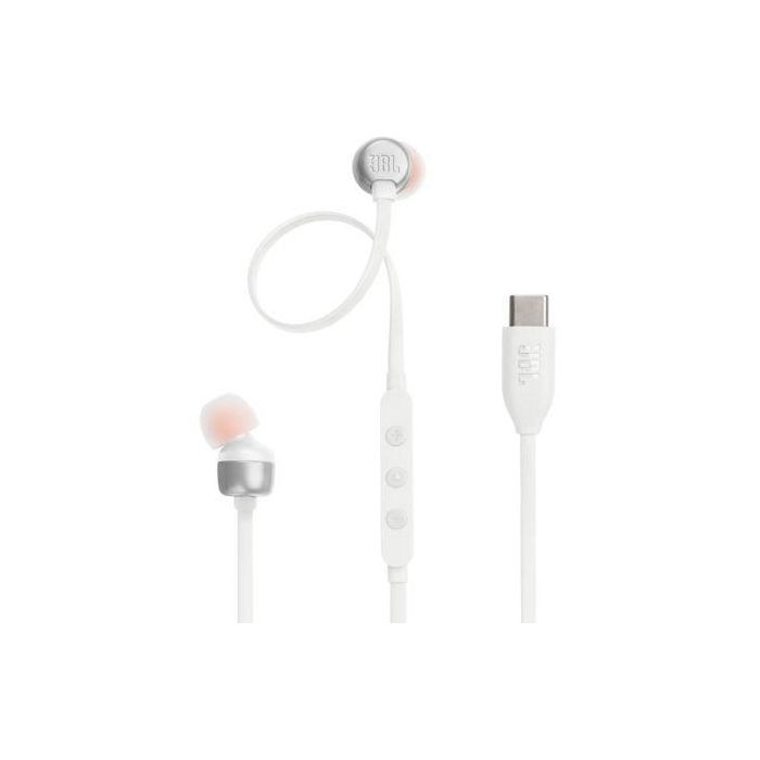 JBL JBLT310CWHT Auriculares In-Ear Tune 310C USB-C con Micrófono, Sonido JBL Pure Bass Hi-Res, Control 3 botones, Blancos