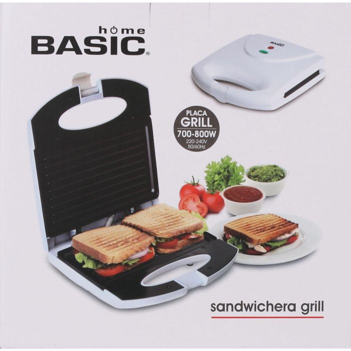 Basic Home Sandwichera Plana Blanca 700-800 W, 21.8 x 21.5 x 6.5 cm (4 Unidades)