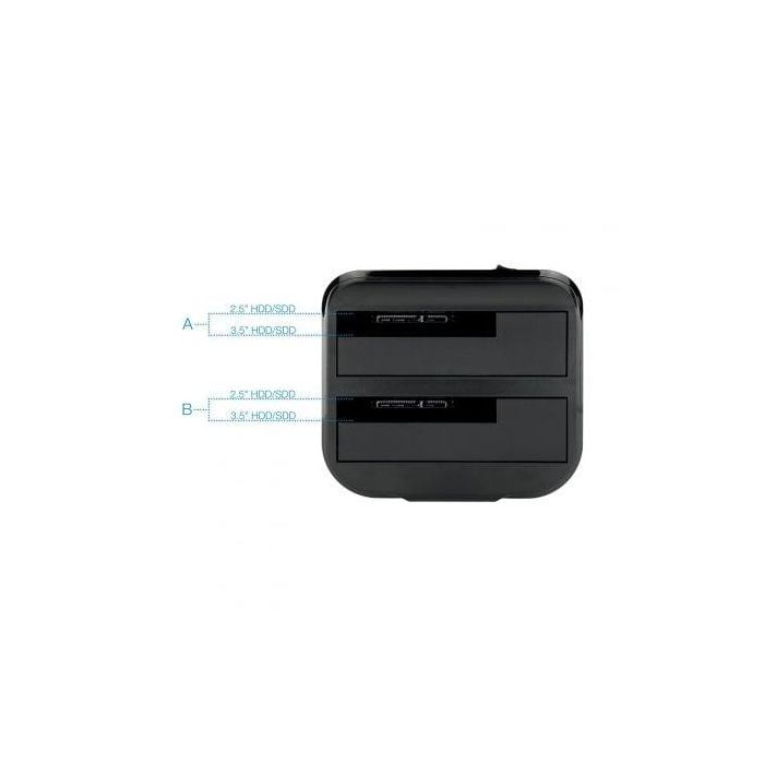 TooQ TQDS-802B Docking Station para Discos Duros USB 3.1 Doble Bahía 8TB HDD/SSD 2.5" 3.5" Clonación Plug & Play Blanco 2