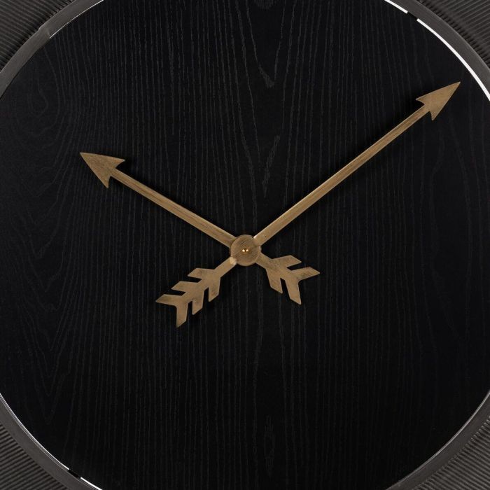 Reloj de Pared Negro Dorado Hierro Madera MDF 80 x 2,5 x 80 cm 3