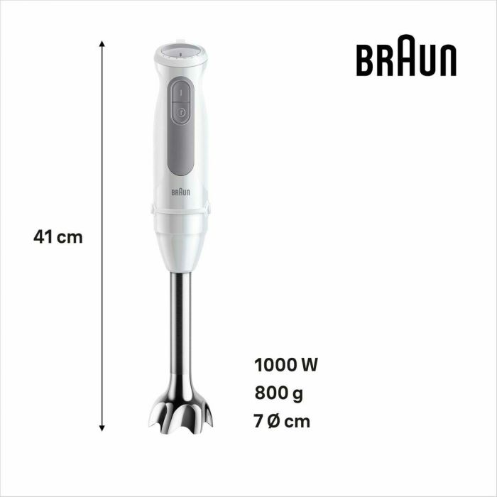 Braun MultiQuick 5 MQ 50001 M Batidora de inmersión 1000W, 21 Velocidades, Acero Inoxidable, Vaso, Sin BPA Gris/Blanco 7