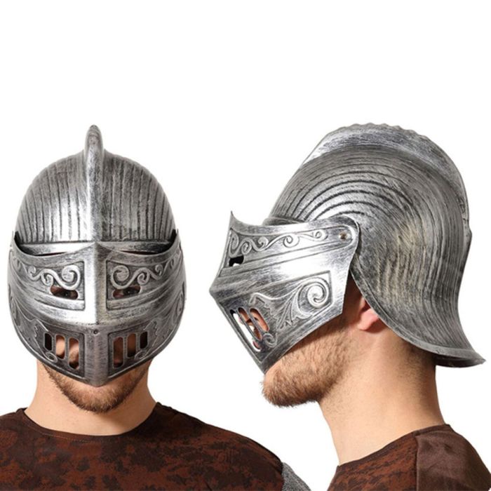 Casco Caballero medieval Plateado