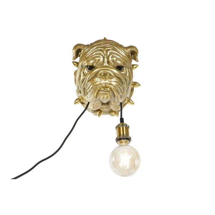 DKD Home Decor Lámpara Aplique de Pared Moderna Diseño Bulldog Dorado Resina, para Bombilla E27 50W 220V. Dimensiones 23x29x25 cm. 1