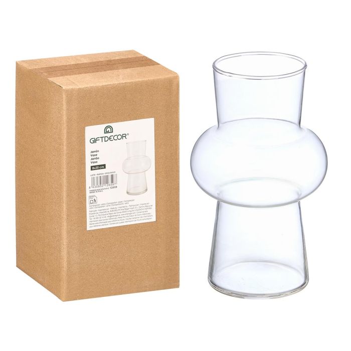 Giftdecor Florero Cristal Burbuja Transparente 20 cm Alto x 12 cm Ancho x 12 cm Largo con Boca de 8 cm (Set de 12)