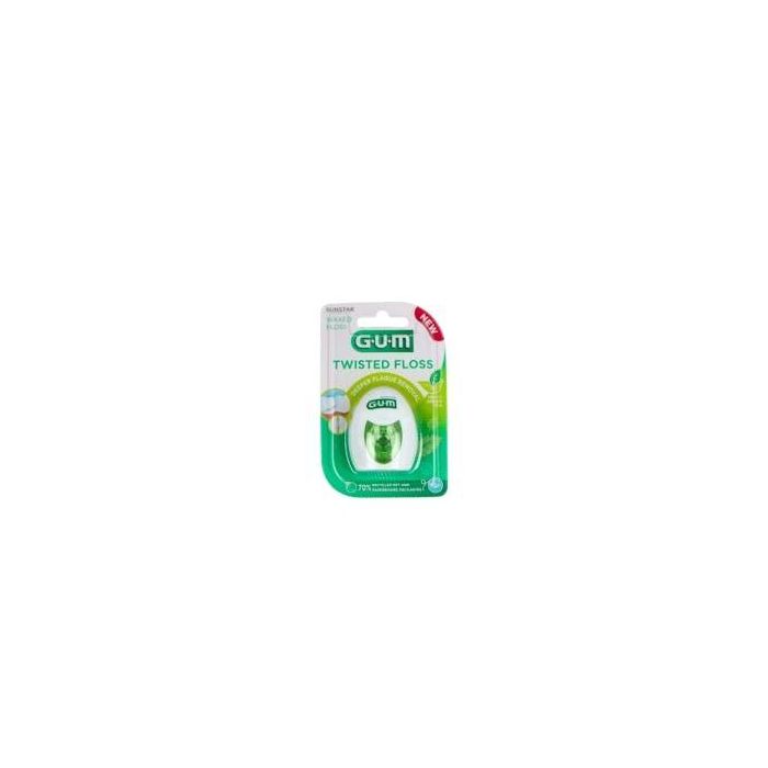 GUM Hilo Dental Twisted Floss con Cera, Sabor Té Verde y Menta, 30 metros