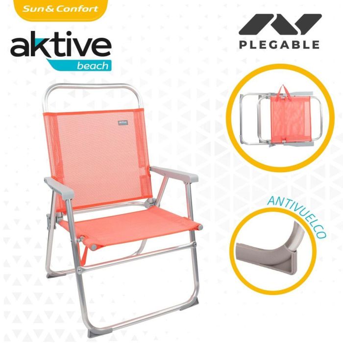 Silla Plegable Aktive Flamingo Coral 48 x 88 x 50 cm (4 Unidades) 2