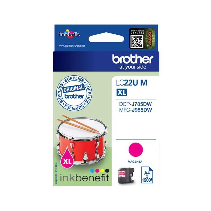 Brother LC-22UM Cartucho de Tinta Magenta Original XL Alto Rendimiento para MFC-J985DW 1200 páginas 1 Brother LC-22UM Cartucho de Tinta Magenta Original XL Alto Rendimiento para MFC-J985DW 1200 páginas 1