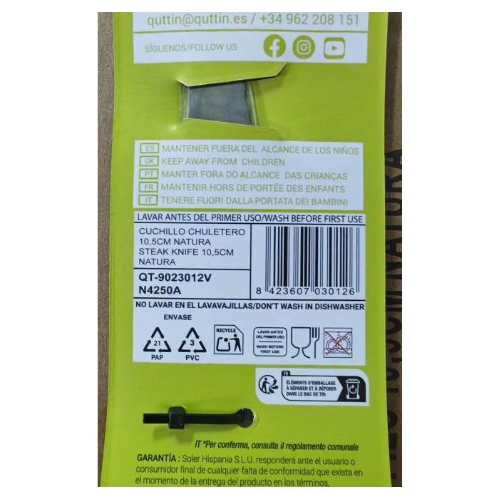 Quttin Cuchillo Chuletero 10.5 cm Natura (60 Unidades) 4