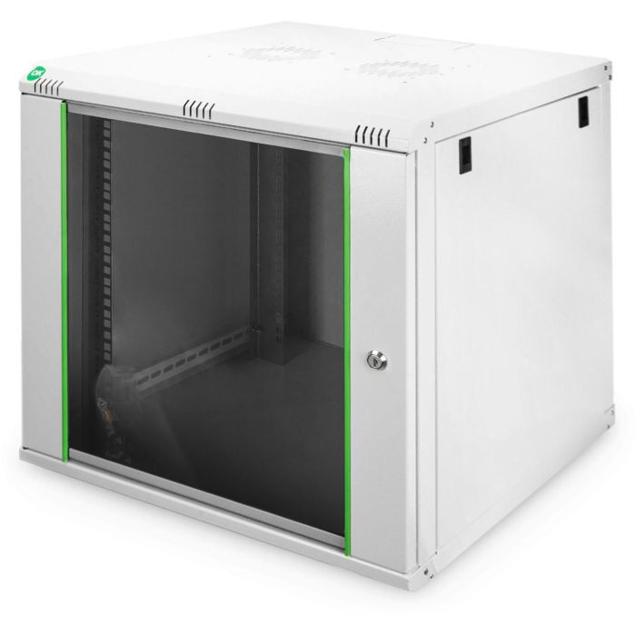 Digitus Carcasa de pared Dynamic Basic 9U 600x600mm gris con cerradura, 60kg, acero galvanizado, para rack 19"
